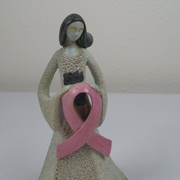 Breast Cancer Ribbon Art Stone Carson Statue Figurine Inspirational Saying Hope - Picture 8 of 11